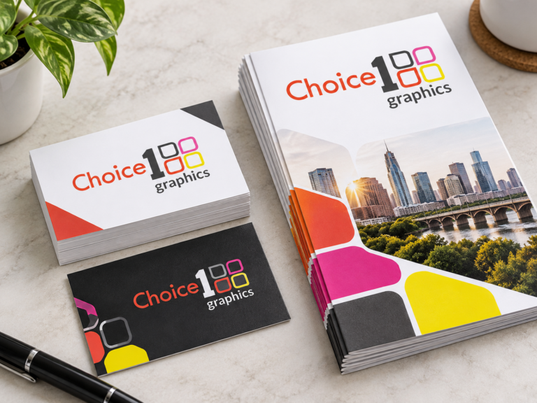 Printed business cards and brochures by Choice1Graphics