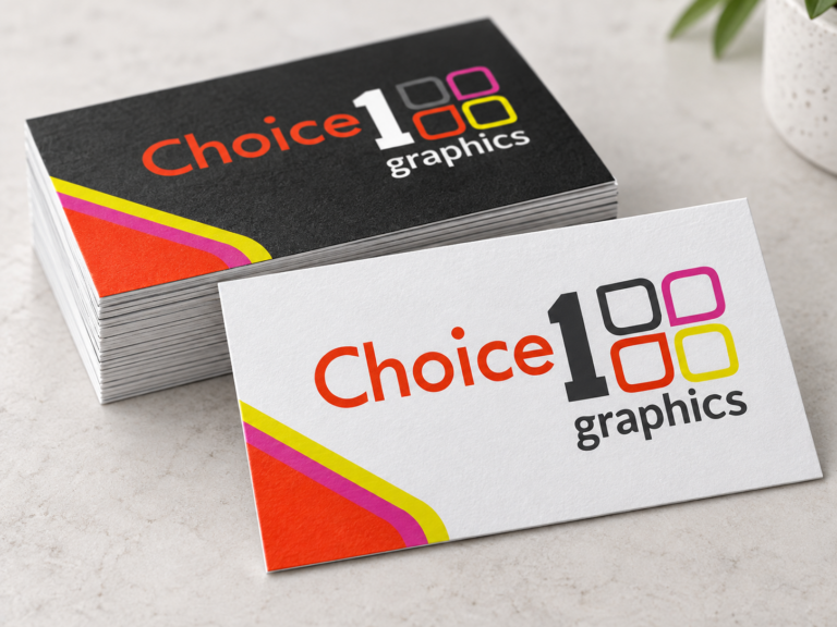 Stack of full-color printed business cards