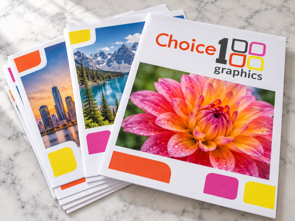 Fanned stack of vibrant full-color copies