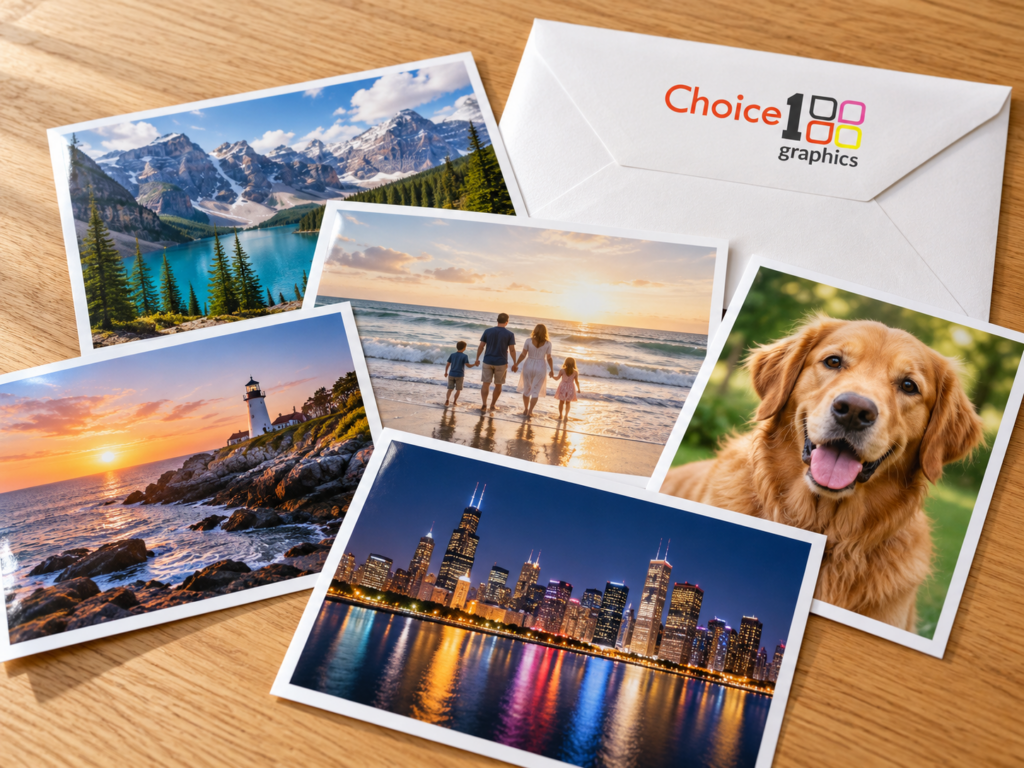 Stack of glossy photo prints